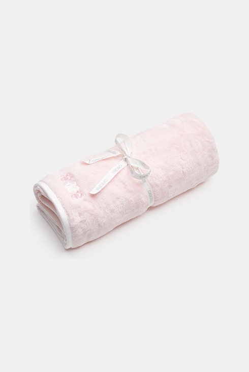 Couverture imprimée chats et soft boa rose naissance 1