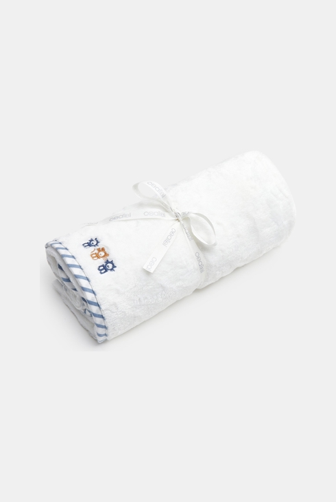 Kocyk w kotki z soft boa biały noworodek 1