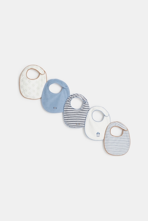 Passende Frottee-Lätzchen (5er-Pack) Blau Geburt 1