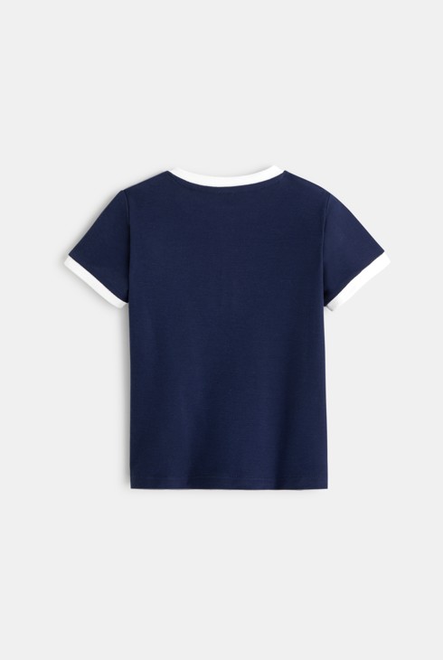 T-shirt col tunisien maille piquée bleu bébé garçon 2