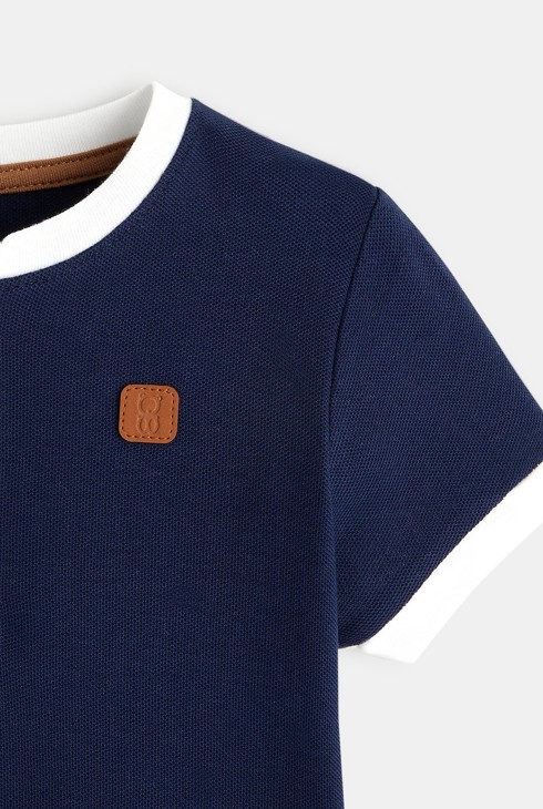 Plava majica od prošivenog pikea s gumbima na ovratniku za dječake 2