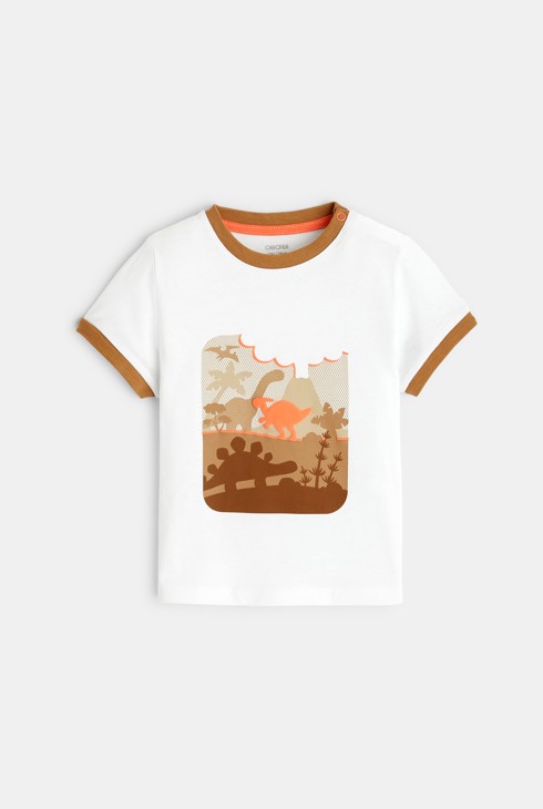 Majica z dinozavri rjava dojenček deček 1