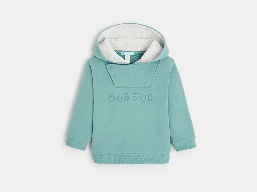 Grüner Sweater aus Molton mit Kapuze Grün Baby Jungen 1