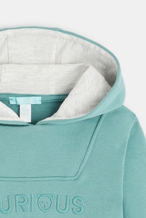 Sweat molleton à capuche vert bébé garçon