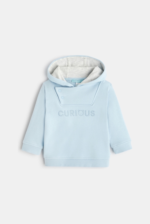 Molton-Sweater mit blauer Kapuze Baby Jungen