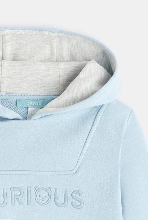 Molton-Sweater mit blauer Kapuze Baby Jungen