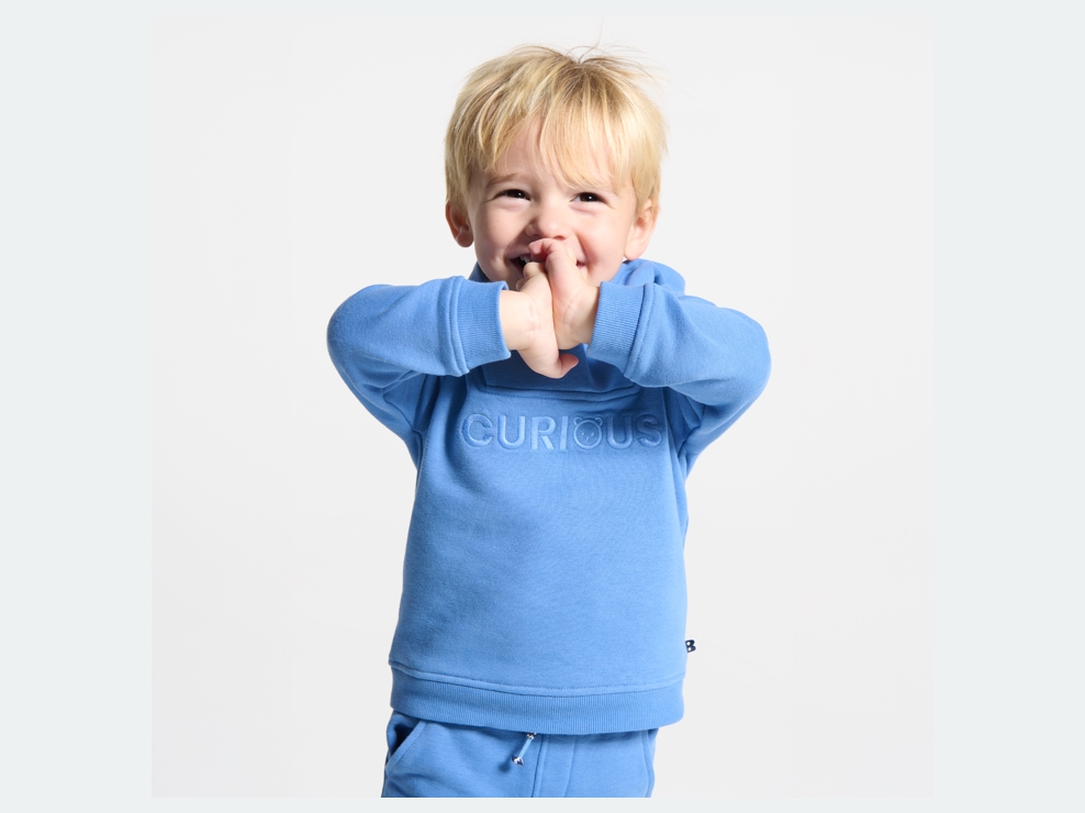 Sweat molleton à capuche bleu bébé garçon 1