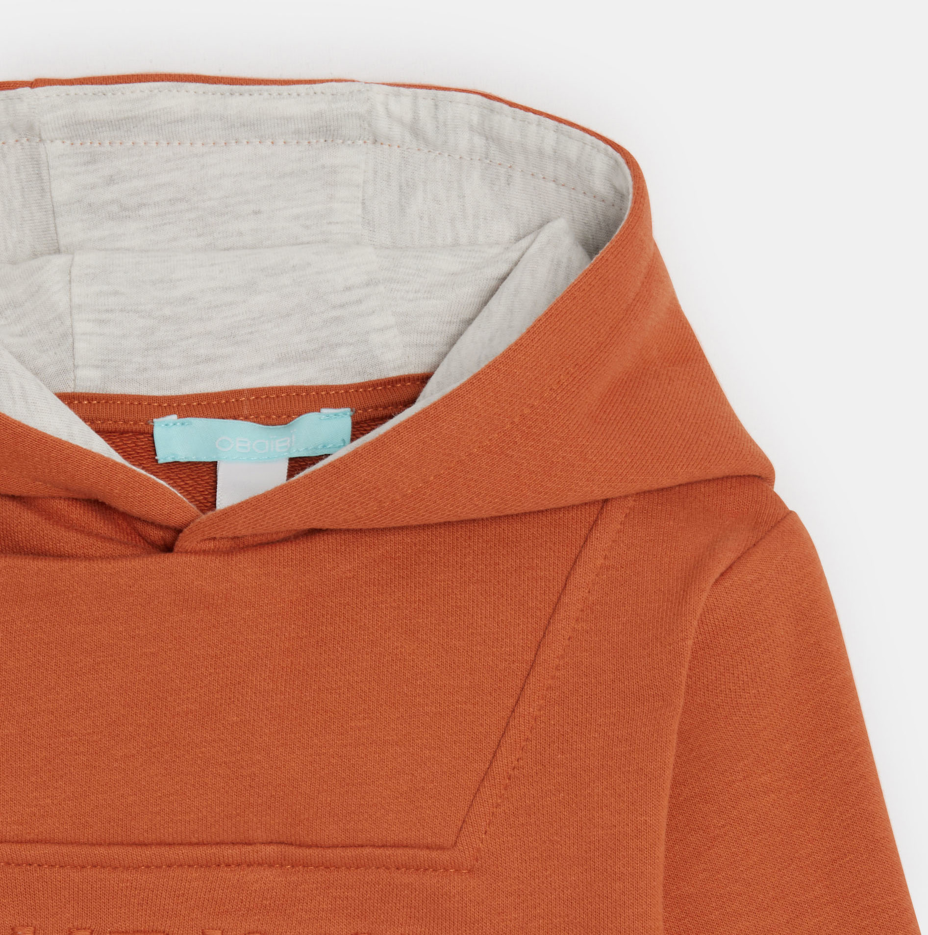 Sweat molleton à capuche orange bébé garçon