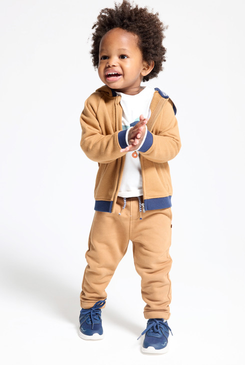 Bruine fleece joggingbroek voor babyjongens 1