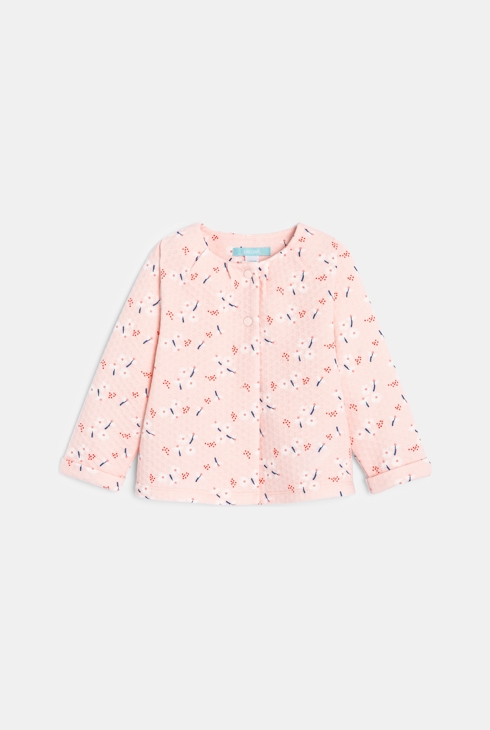 Cardigan fleuri jersey rose bébé fille