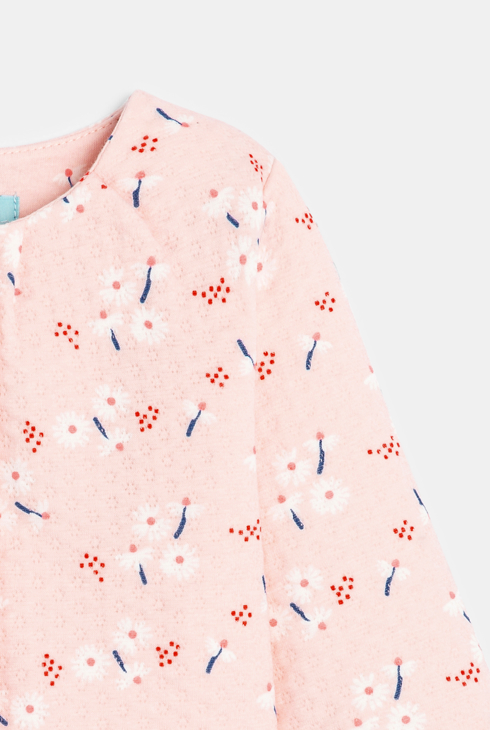 Cardigan fleuri jersey rose bébé fille
