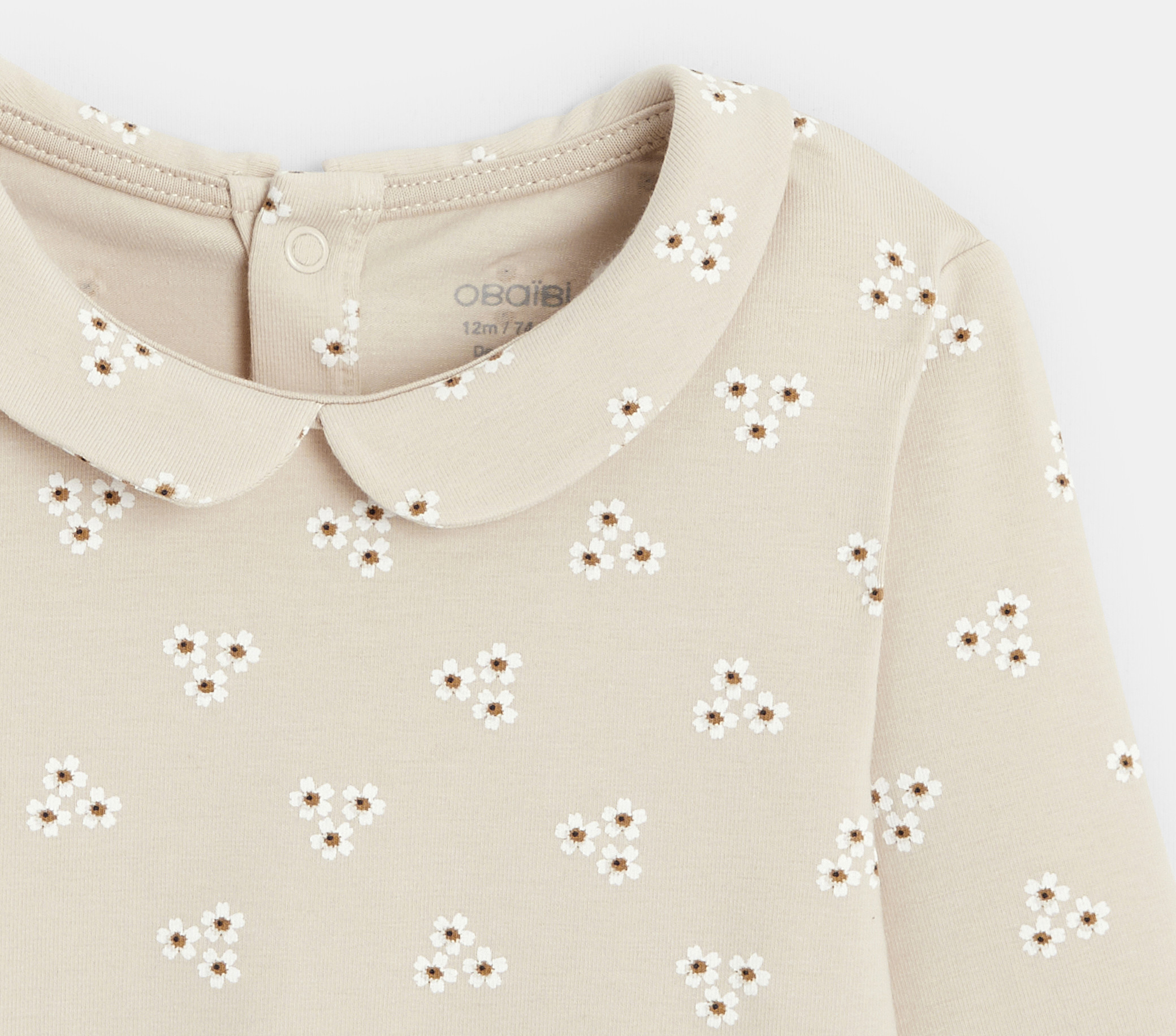 T-shirt Flower col claudine blanc bébé fille 2