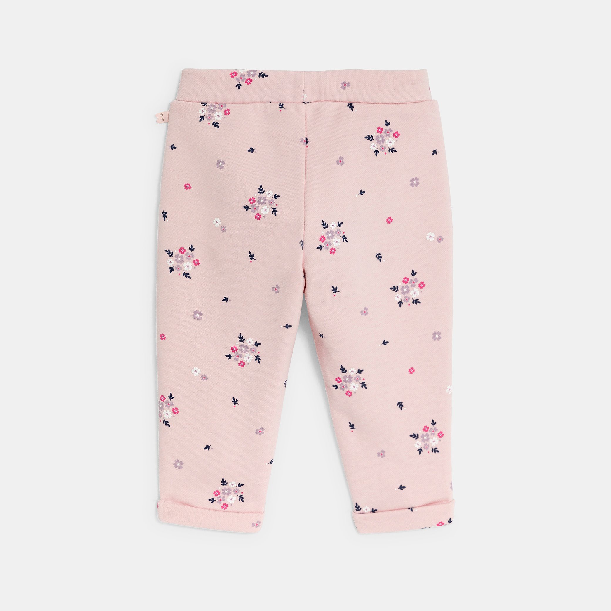 Pantalon molleton fleuri blanc bébé fille - Imprimé rose