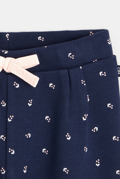 Pantalon molleton fleuri bleu bébé fille 2