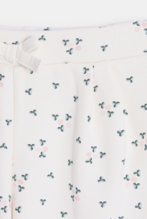 Pantalon molleton fleuri blanc bébé fille