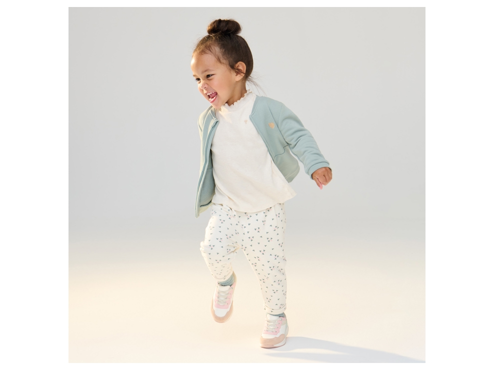 Pantalon molleton fleuri blanc bébé fille 1