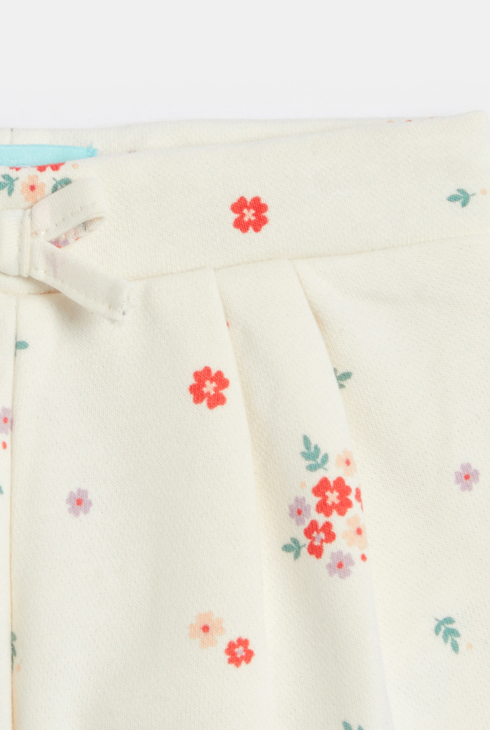Weiße geblümte Hose aus Molton Kleinkind Mädchen