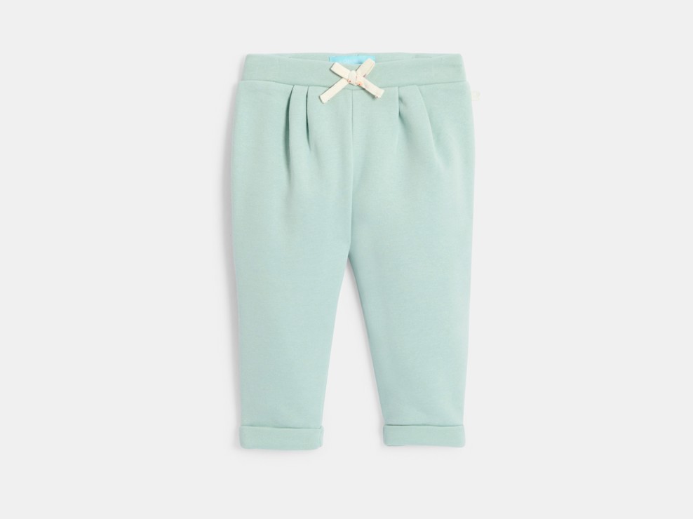 Pantalon molleton fleuri vert bébé fille 1