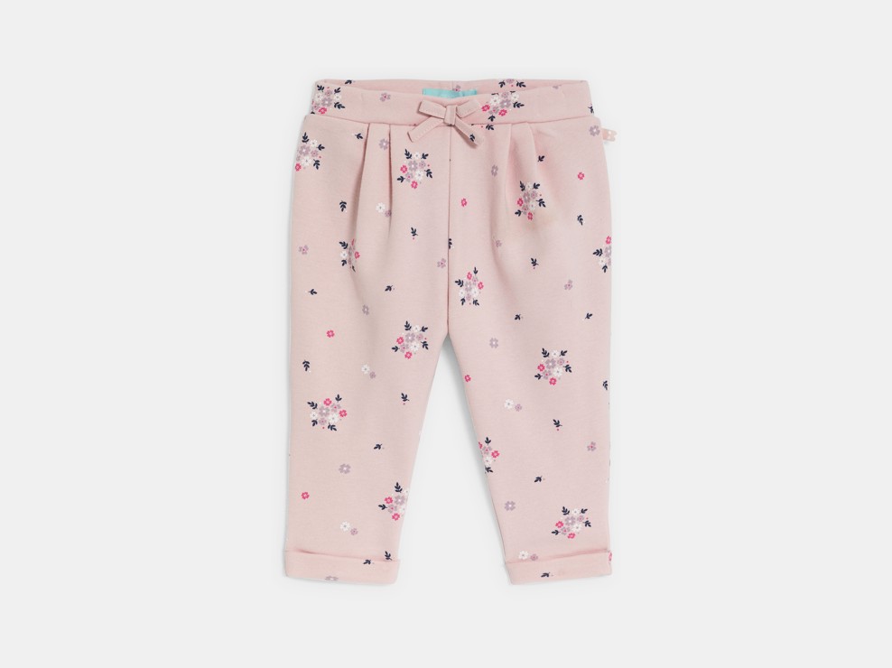 Rosa Babyhose aus Molton für Mädchen 1