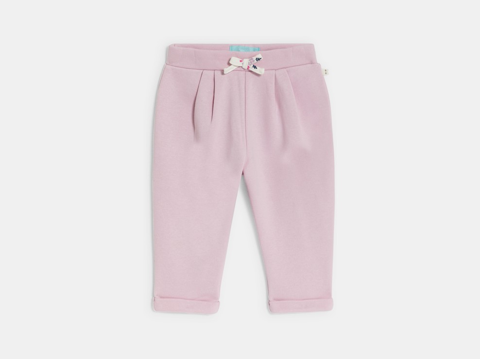Pantalon molleton fleuri mauve bébé fille 1