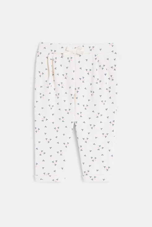 Weiße geblümte Babyhose aus Molton für Mädchen 2