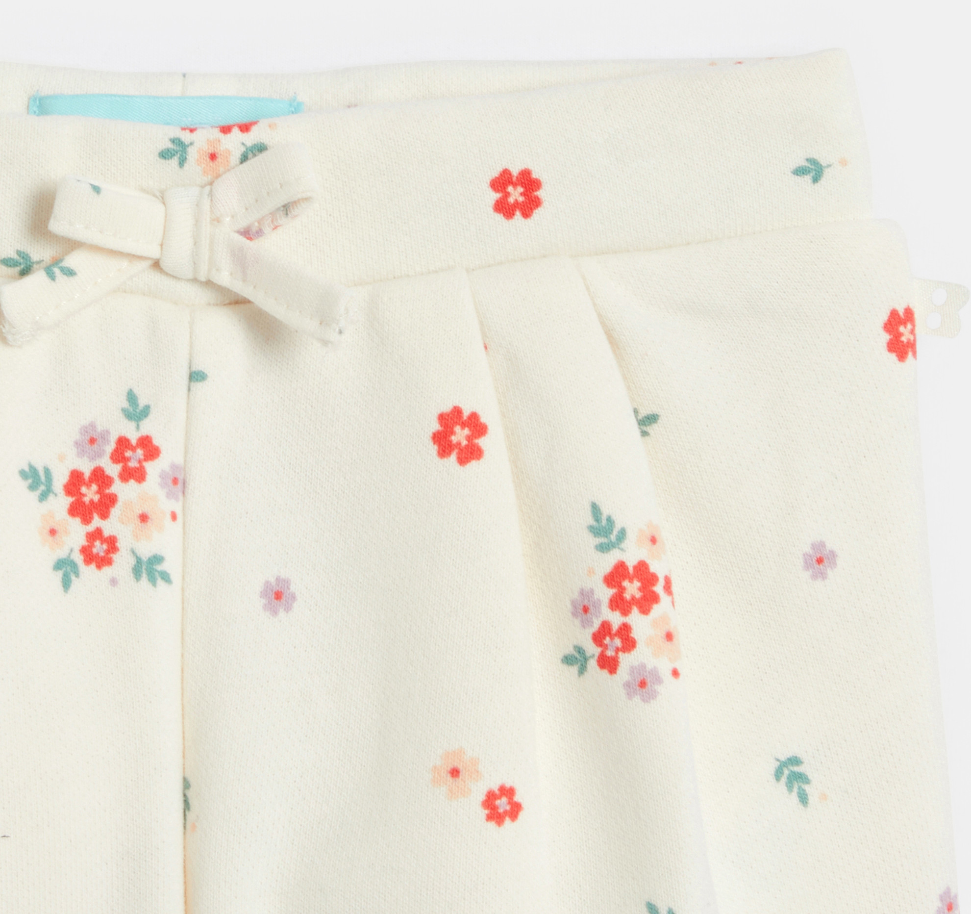 Weiße geblümte Hose aus Molton Kleinkind Mädchen 2