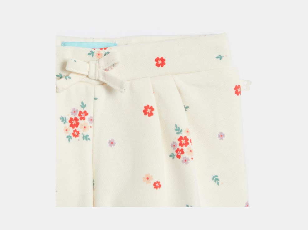 Pantalon molleton fleuri blanc bébé fille 2