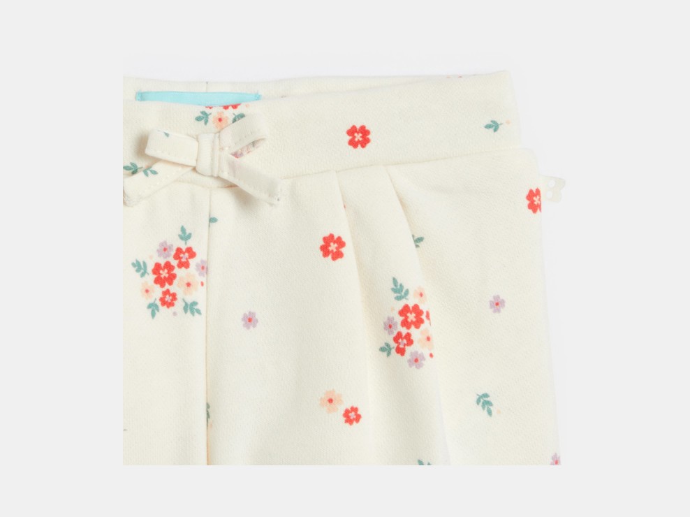 Weiße geblümte Hose aus Molton Kleinkind Mädchen 2