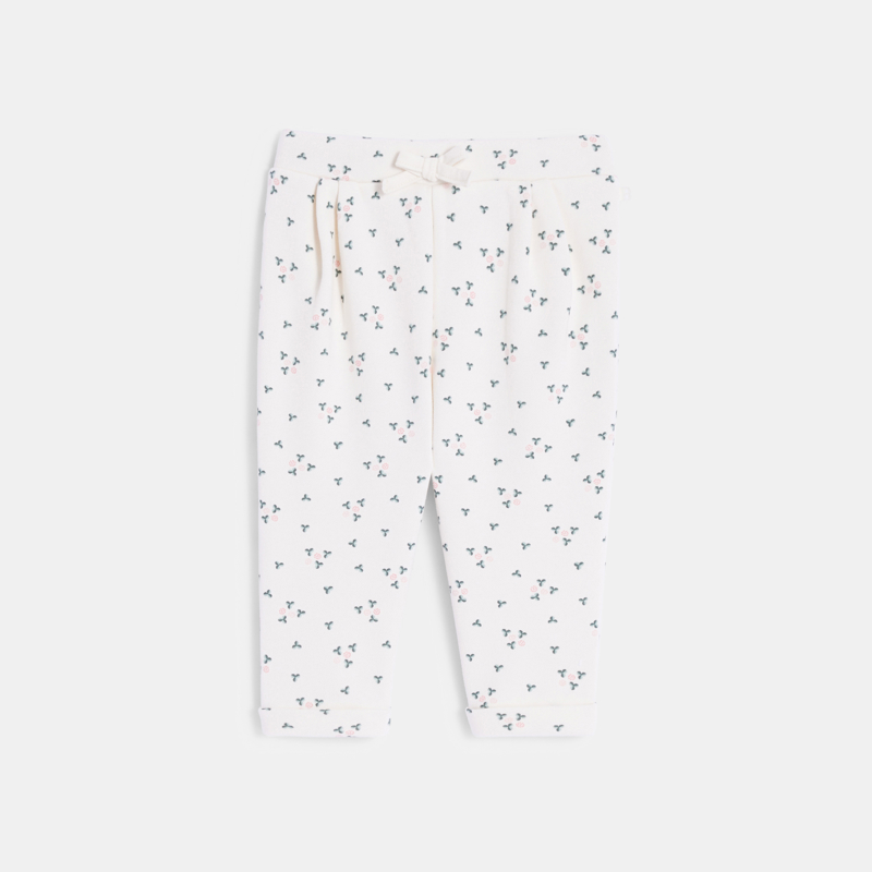 OBAIBI - Pantalon molleton fleuri blanc bébé fille - Fille