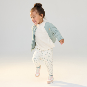 Pantalon molleton fleuri blanc bébé fille 1