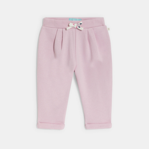 Pantalon molleton fleuri mauve bébé fille 1