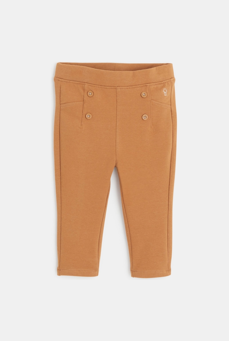 Jegging molleton boutons effet pont marron bébé fille 1