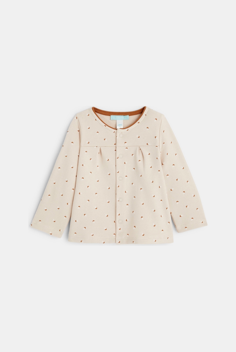 Gilet molleton fleuri beige bébé fille 1