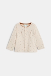 Gilet molleton fleuri beige bébé fille