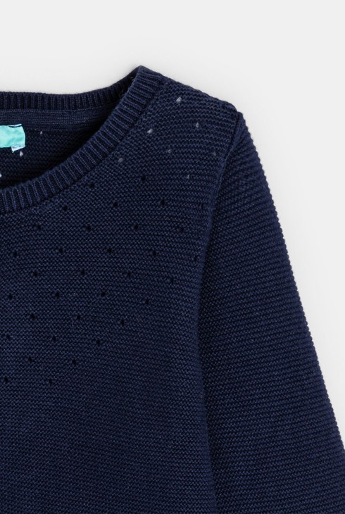 Pletena jopica s pikčastim učinkom modra dojenček deklica 2