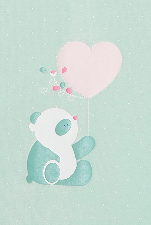 Dors-bien velours panda cœur vert bébé fille 2