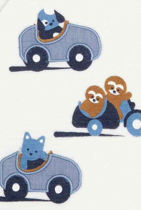 Dors-bien velours animaux en voitures blanc bébé garçon 2