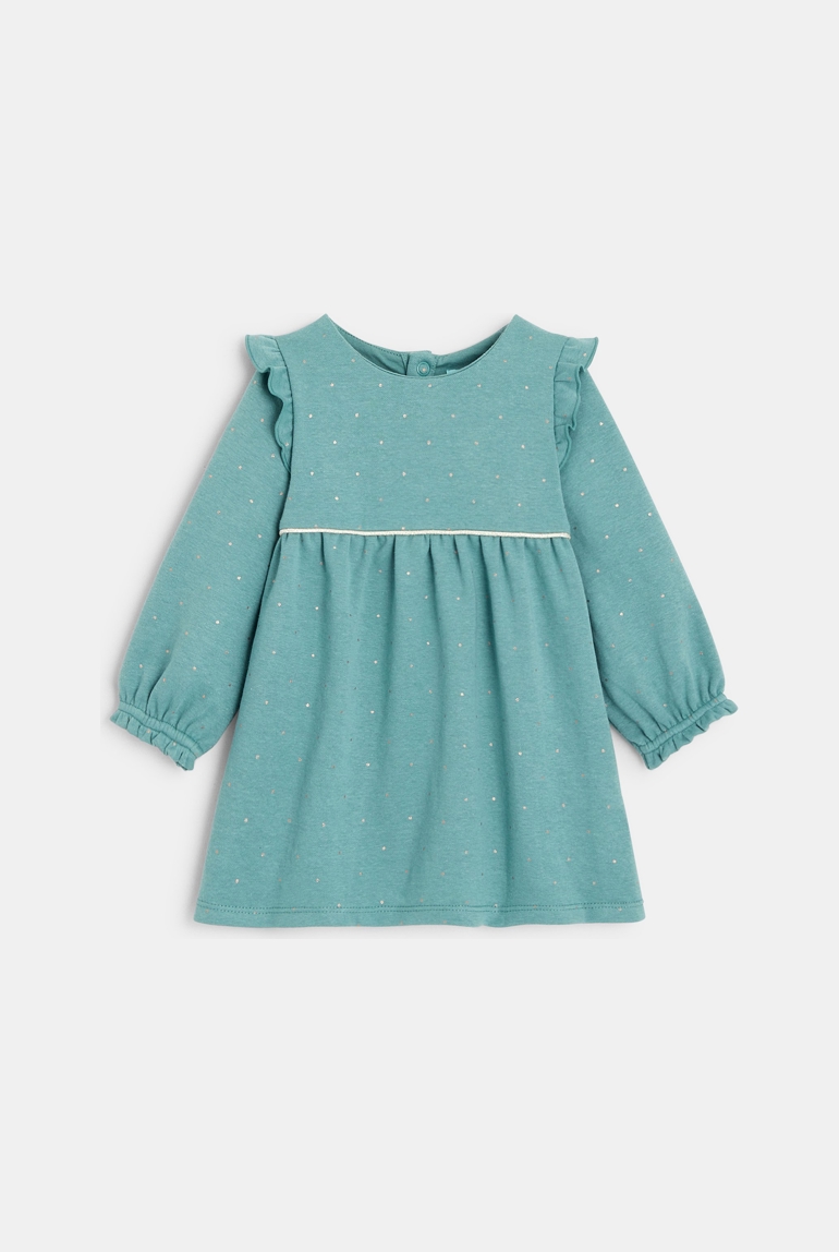 Robe pois brillants verte bébé fille 1