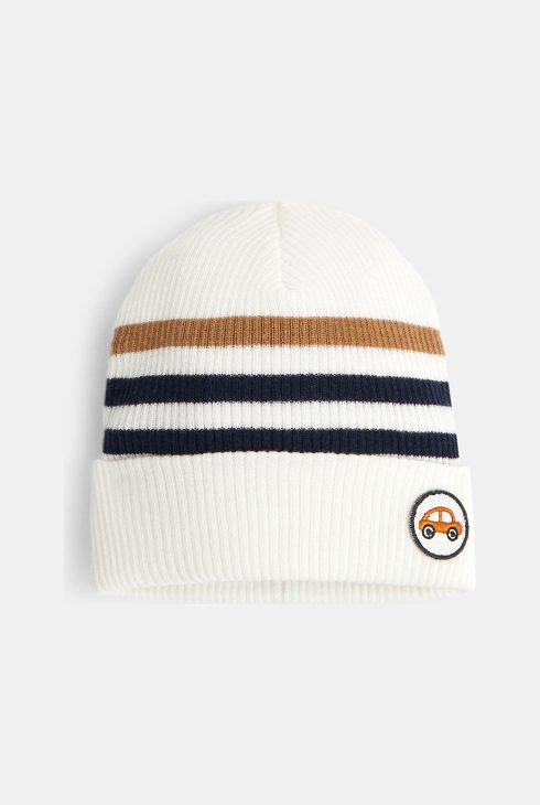 Gestreifte Strickmütze Weiß Baby Jungen 1