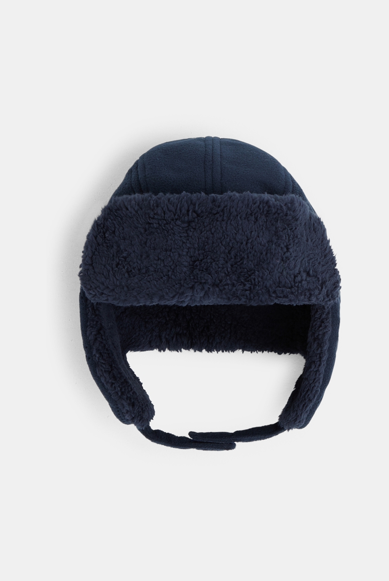 Chapka en polaire et moumoute sherpa bleu garçon 1