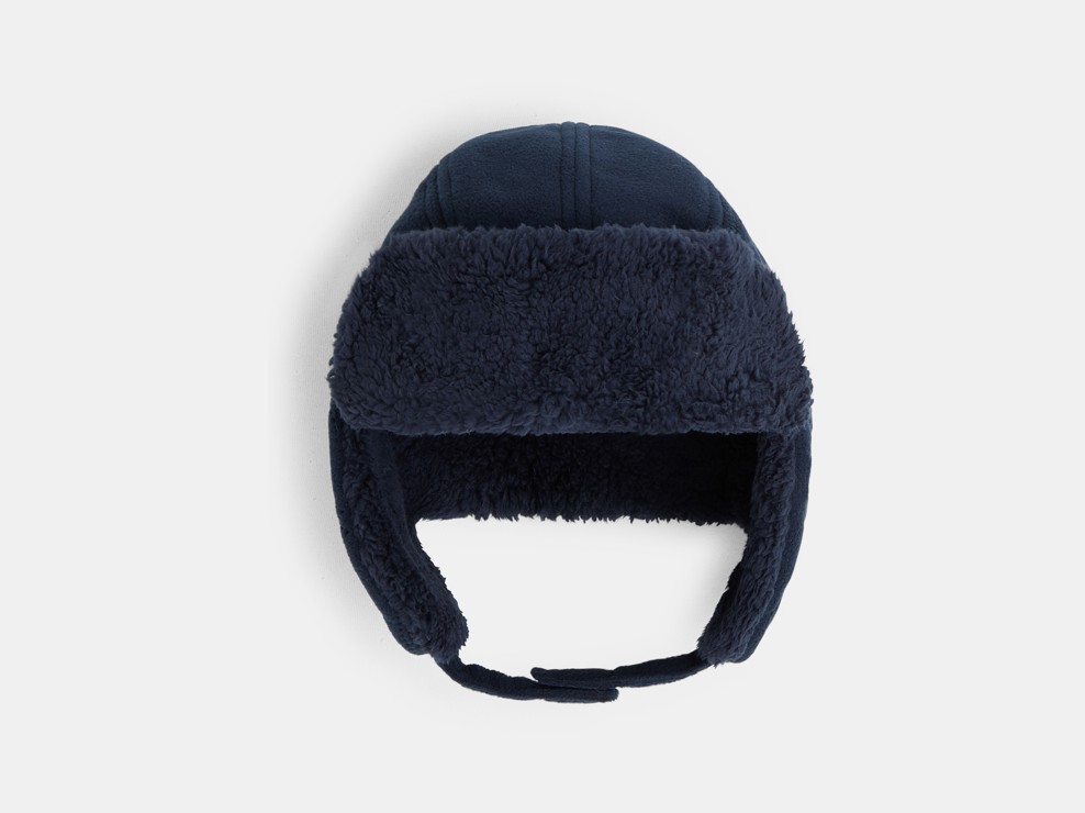 Chapka en polaire et moumoute sherpa bleu garçon 1