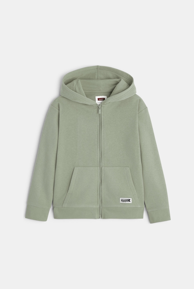 Sweat zippé à capuche vert garçon 1