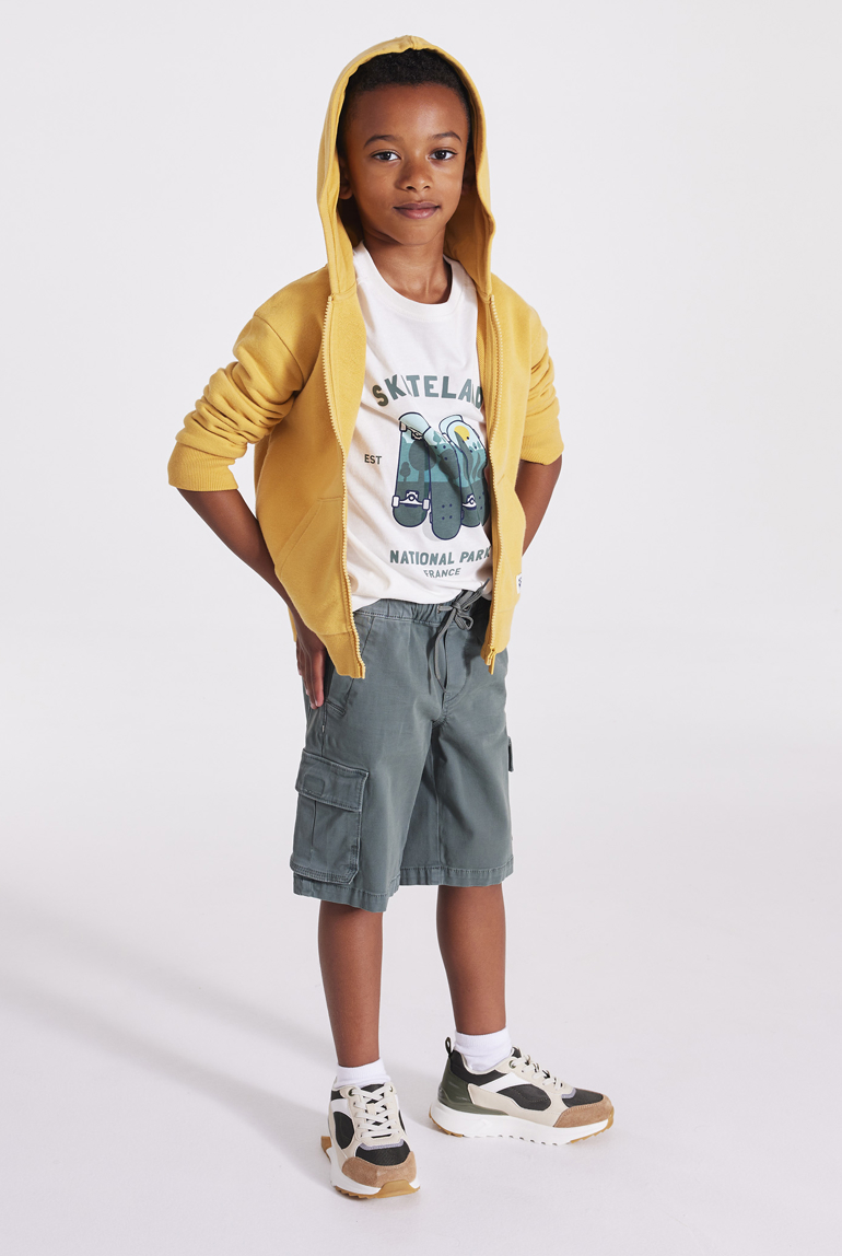 Kapuzen-Sweatshirt mit Reißverschluss gelb Jungen 1