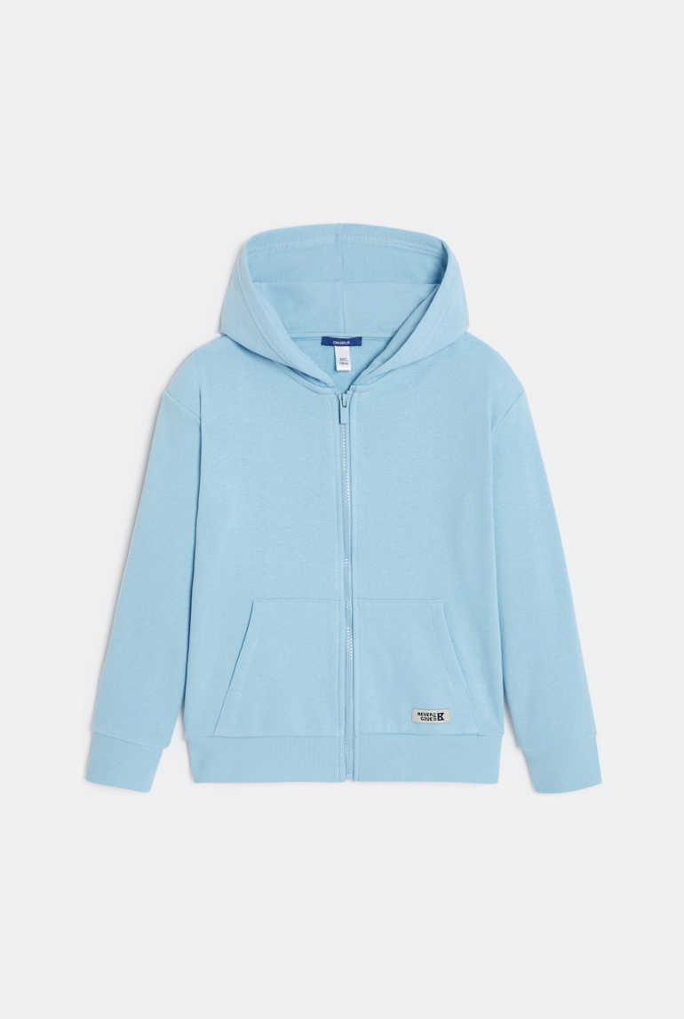 Sweat zippé à capuche bleu garçon 1