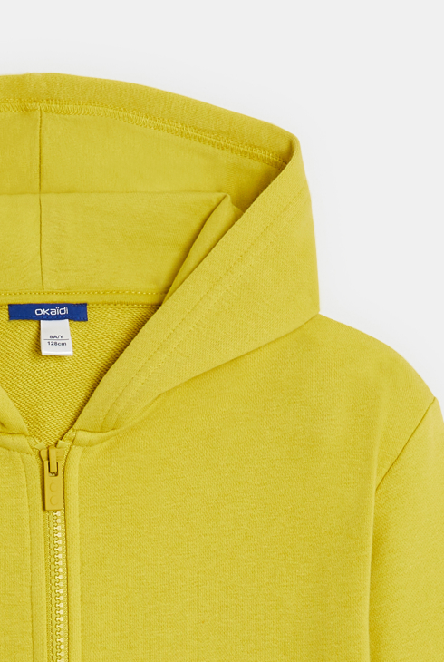 Gelbes Sweatshirt mit Reißverschluss und Kapuze für Jungen