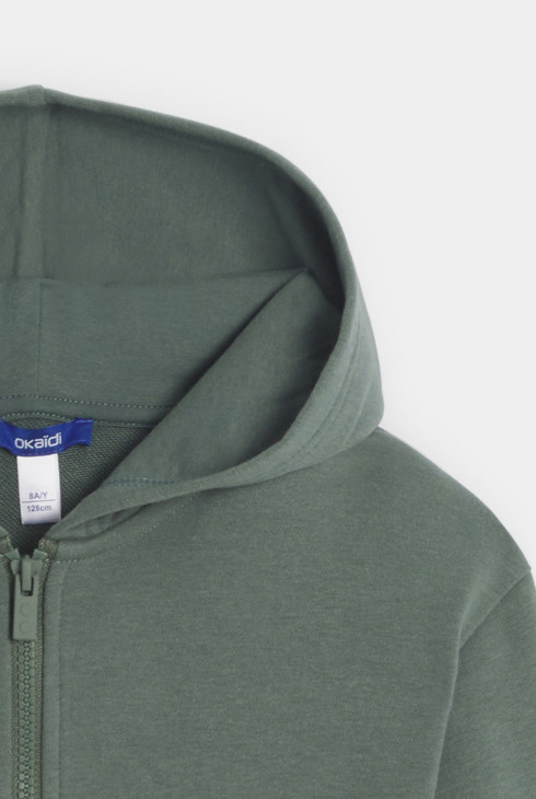 Grünes Sweatshirt mit Reißverschluss und Kapuze für Jungen 2