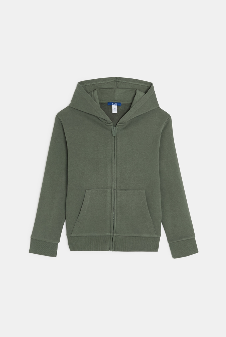 Sweat zippé à capuche jaune vert 1