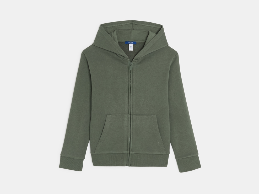 Sweat zippé à capuche jaune vert 1