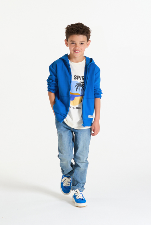 Sweat zippé à capuche bleu garçon 1