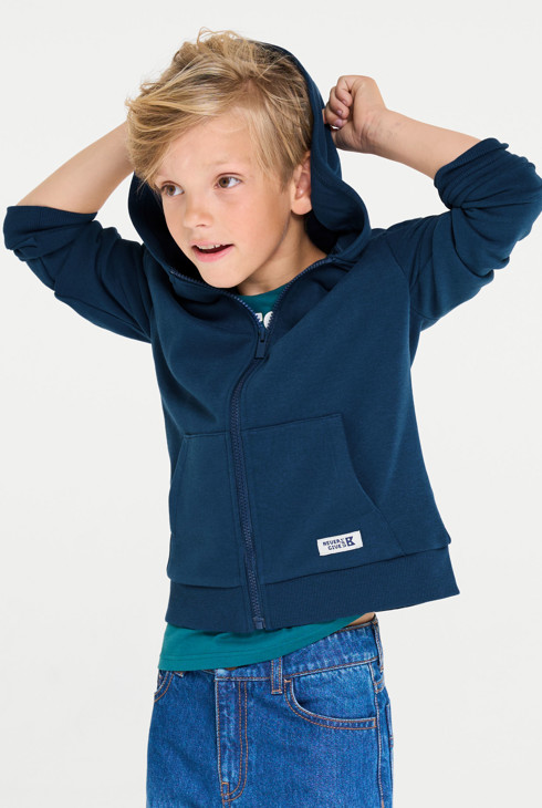 Sweat zippé à capuche bleu garçon 1